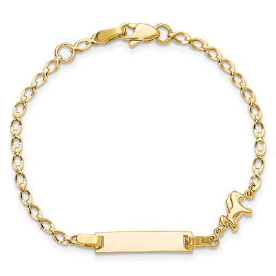 14K Polished Horse and Plate Baby/Child ID Bracelet