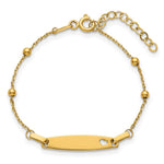 14K Polished Beaded Cut-out Heart 24x4.7mm Plate Baby/Child ID Bracelet with Extender view