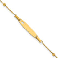 14K Polished Beaded Cut-out Heart 24x4.7mm Plate Baby/Child ID Bracelet with Extender