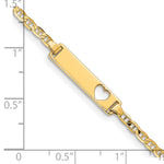14K Polished Solid Chain/Solid Plate Anchor Link Cut-out Heart 21.5x4.8mm Plate Baby/Child ID Bracelet view