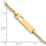 14K Polished Solid Chain/Solid Plate Figaro Link Cut-out Heart 21.4x5.4mm Plate Baby/Child ID Bracelet view