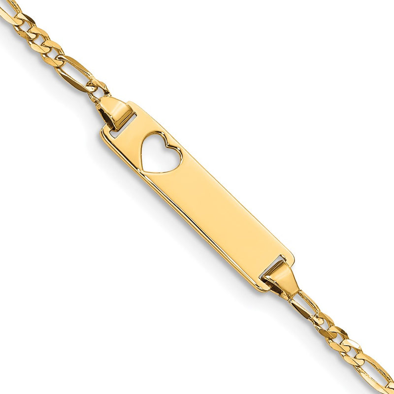 14K gold figaro link plate ID bracelet