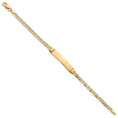 14K Polished Solid Chain/Solid Plate Anchor Link Plate Baby/Child ID Bracelet