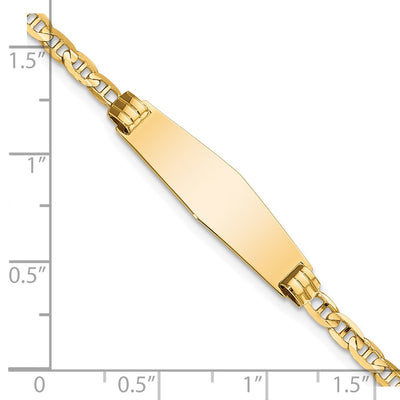 14K Polished Solid Chain/Solid Plate Anchor Link Soft Diamond Shape 26x7.5mm Plate Baby/Child ID Bracelet
