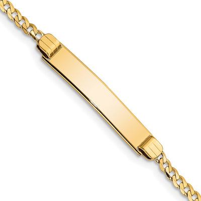 14K Polished Solid Chain/Solid Plate Curb Link Plate Baby/Child ID Bracelet