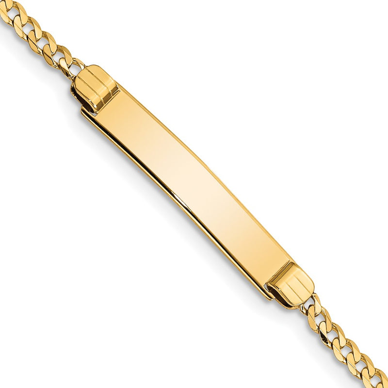 14K gold curb link plate ID bracelet