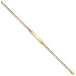 14K with Rhodium Polished Solid Chain/Solid Plate Pavé Curb Link Plate Baby/Child ID Bracelet view