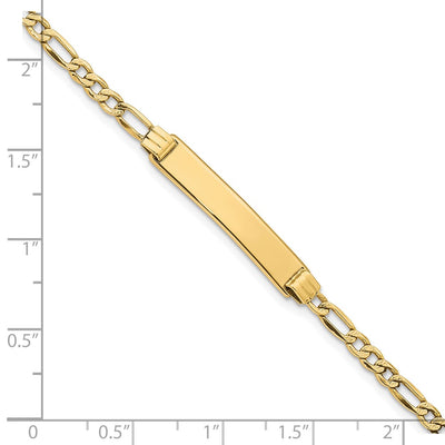 14K with Rhodium Polished Solid Chain/Solid Plate Pavé Curb Link Plate Baby/Child ID Bracelet