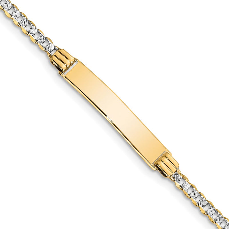 14K gold curb link plate ID bracelet