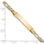 14K with Rhodium Polished Solid Chain/Solid Plate Pavé Figaro Link Plate Baby/Child ID Bracelet view