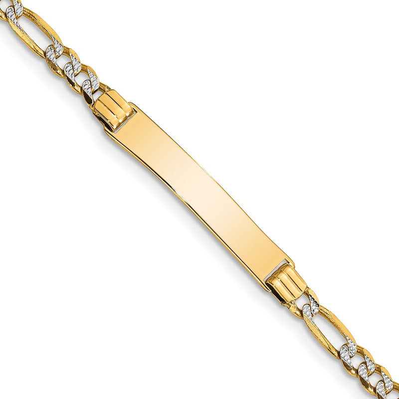 14K gold figaro link plate ID bracelet