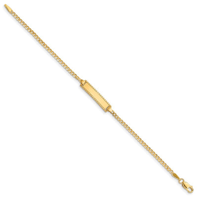 14K Polished Solid Chain/Solid Plate Curb Link Plate Baby/Child ID Bracelet