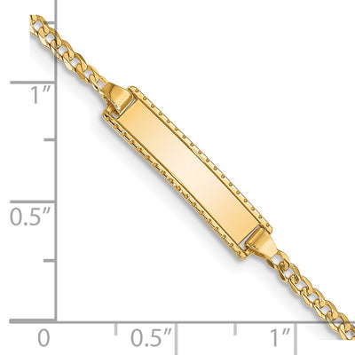 14K Polished Solid Chain/Solid Plate Curb Link Plate Baby/Child ID Bracelet