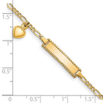 14k Polished Solid Chain/Solid Plate Heart Dangle Figaro Link Plate Baby/Child ID Bracelet view 4
