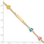 14K Polished Pink/Blue/Yellow Enamel Butterflies and Plate Baby/Child ID Bracelet with Extender view