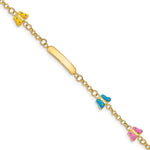14K Polished Pink/Blue/Yellow Enamel Butterflies and Plate Baby/Child ID Bracelet with Extender view