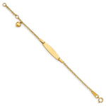 14K Polished Solid Chain/Solid Plate Heart Dangle Plate Baby/Child ID Bracelet with Extender view