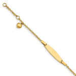 14K Polished Solid Chain/Solid Plate Heart Dangle Plate Baby/Child ID Bracelet with Extender view
