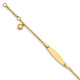 14K Polished Solid Chain/Solid Plate Heart Dangle Plate Baby/Child ID Bracelet with Extender