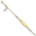14K Two-tone Polished Textured Cross and Cut-out Heart Plate Baby/Child ID Bracelet with Extender view