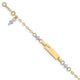 14K Two-tone Polished Textured Cross and Cut-out Heart Plate Baby/Child ID Bracelet with Extender