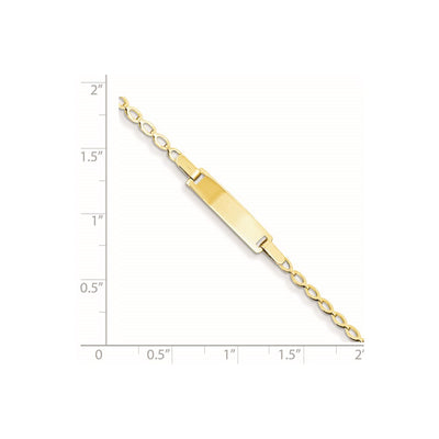 14K Polished Solid Chain/Solid Plate Fancy Link Plate Baby/Child ID Bracelet