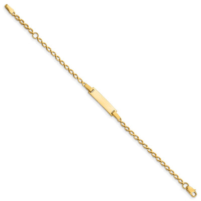 14K Polished Solid Chain/Solid Plate Fancy Link Plate Baby/Child ID Bracelet