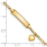 14k Polished Solid Chain/Solid Plate Heart Dangle Curb Link Plate Baby/Child ID Bracelet view 3