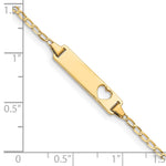 14k Polished Solid Chain/Solid Plate Flat Curb Link Cut-out Heart Plate Baby/Child ID Bracelet view 3