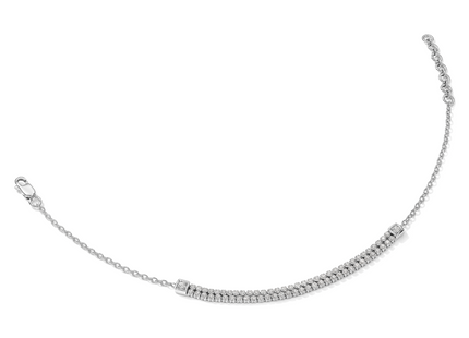 14K White Gold Polished Complete 1.4 carat Diamond Paperclip Link Bracelet