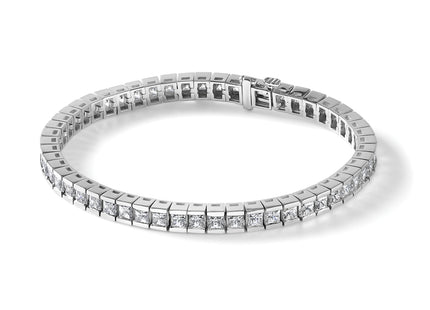 14K White Gold Polished Complete 2.6 carat Diamond Fancy Curb Link Bracelet