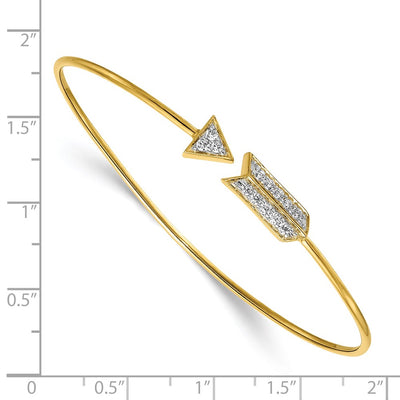 14K Polished Complete 1/3 carat Diamond Arrow Flexible Bangle Bracelet