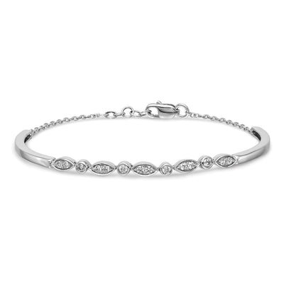 14K White Gold Complete 1/2 carat Diamond Half-Bangle Bracelet with Extender