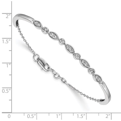 14K White Gold Complete 1/2 carat Diamond Half-Bangle Bracelet with Extender