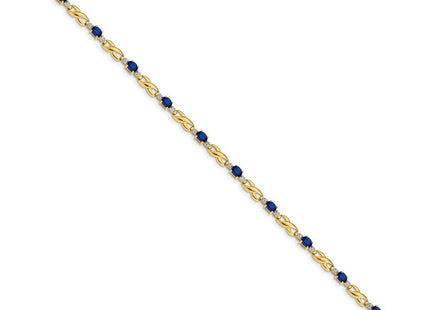 14k Complete Diamond and Oval Sapphire Infinity Link 7. Bracelet (Style BM4477-SA-001-YA)
