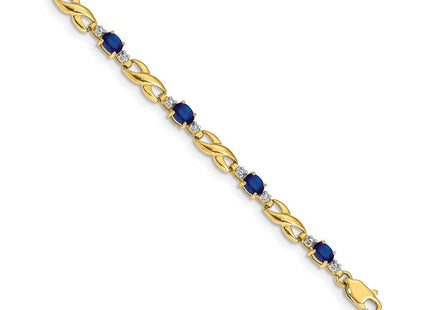 14k Complete Diamond and Oval Sapphire Infinity Link 7. Bracelet (Style BM4477-SA-001-YA)
