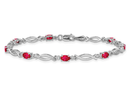 14K white gold diamond oval bracelet, another view