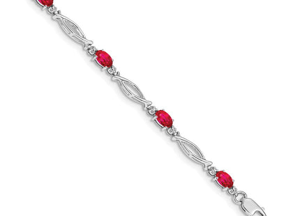 14K white gold diamond oval bracelet