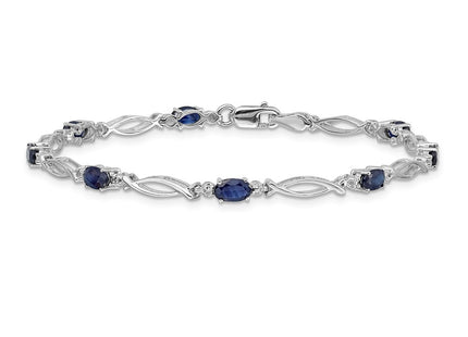 14K white gold diamond oval bracelet, another view