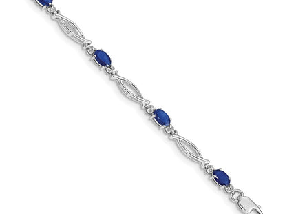 14K white gold diamond oval bracelet