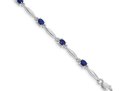 14k White Gold Complete Diamond and Oval Sapphire 7. Bracelet (Style BM4484-SA-001-WA)