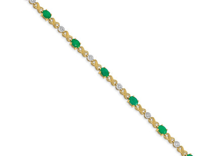 14k Complete Diamond and Oval Emerald Infinity Link 7. Bracelet (Style BM4490-EM-020-YA)