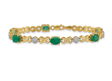 14k Complete Diamond and Oval Emerald Infinity Link 7. Bracelet (Style BM4490-EM-020-YA)