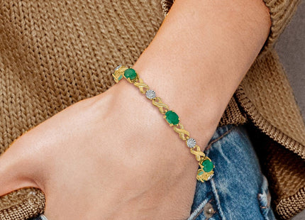 14k Complete Diamond and Oval Emerald Infinity Link 7. Bracelet (Style BM4490-EM-020-YA)