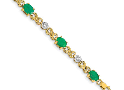 14k Complete Diamond and Oval Emerald Infinity Link 7. Bracelet (Style BM4490-EM-020-YA)