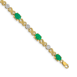 14k Complete Diamond and Oval Emerald Infinity Link 7. Bracelet (Style BM4490-EM-020-YA)