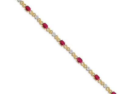 14k Complete Diamond and Oval Ruby Infinity Link 7. Bracelet (Style BM4490-RU-020-YA)