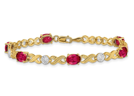 14k Complete Diamond and Oval Ruby Infinity Link 7. Bracelet (Style BM4490-RU-020-YA)
