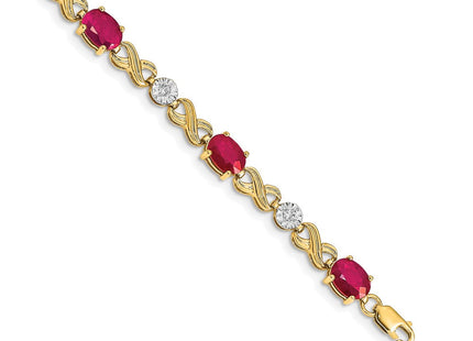 14k Complete Diamond and Oval Ruby Infinity Link 7. Bracelet (Style BM4490-RU-020-YA)