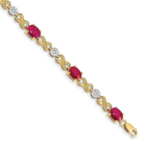 14k Complete Diamond and Oval Ruby Infinity Link 7. Bracelet (Style BM4490-RU-020-YA)